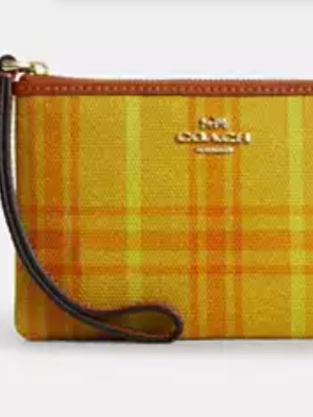 Corner Zip Wristlet In Regenerative Cotton With Plaid Print | BNWT